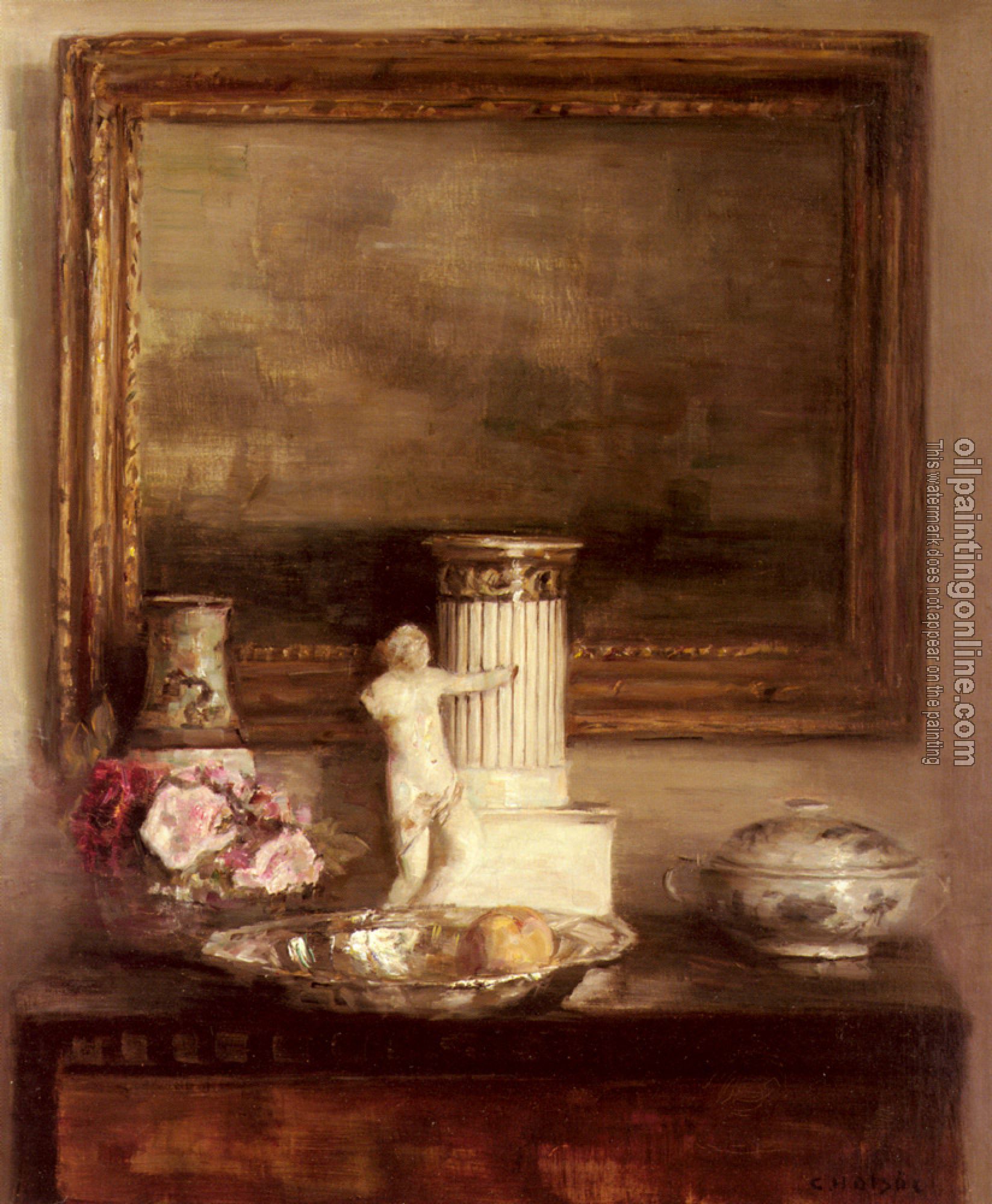 Carl Holsoe - Still Life with Classical Column and Statue